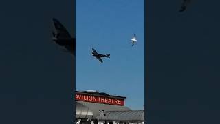 Very low Spitfire pass over pier  Cromer  Queens Jubilee spitfire aviation military [upl. by Elpmid]