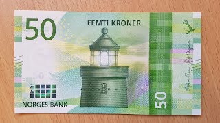 New 50 Norwegian Krone NOK Banknote 2018 [upl. by Annerol]