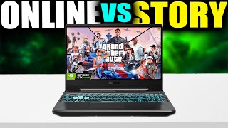 GTA 5 ONLINE VS STORY MODE  REVIEW ON ASUS TUF F15 IN 2024 🔥 [upl. by Ettenaj]