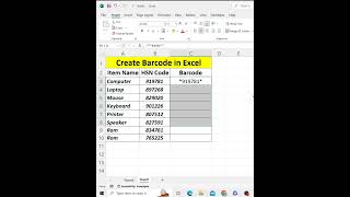 Create Barcode in Excel  barcode barcodescanners excel excelbarcode createbarcode shorts ai [upl. by Lacefield43]