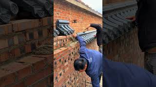 Installation process of tile parapet on a brick wall [upl. by Vipul]