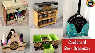 5 DIY Cardboard box ideas for storage 5 DIY Organizer Ideas using cardboard boxes [upl. by Drawyeh]