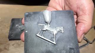 How to cast a metal miniature horse from a Prince August rubber mould easily Mould is PA511 [upl. by Oppen]