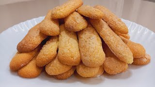 Italian Savoyardi Cookies 🍪Only 4 ingredients Very easy recipe [upl. by Matilda]