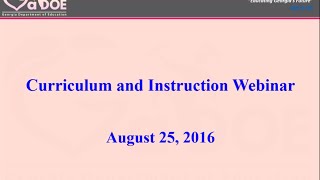 GaDOE Curriculum and Instruction Webinar  8252016 [upl. by Arramas]