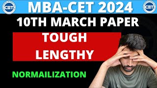 MBA CET 2024 Todays Paper Was Tough and Lengthy  Normalization Can Save You [upl. by Nahsrad]