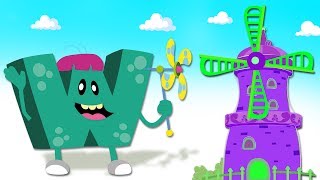 W for Windmill  Can you find the mIssing Letter  Learning Video ABC Monsters [upl. by Trubow]