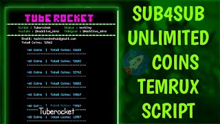 Sub4Sub unlimited coins Temrux Script  Sub4Sub Pro unlimited coins Termux Script 😈🔥 tuberocket [upl. by Eppie]