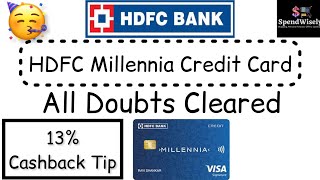 HDFC Millennia Credit Card  Clear All Your Doubts Know Everything Tip for 13 Cashback on Amazon [upl. by Boykins946]