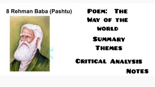 The way of the World By Rahman Baba  Poem  Notes  SummaryThemes Critical Analysis poetry [upl. by Merri307]