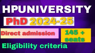 HPU PhD l Online Application l 202425 l Eligibility Criteria l Final Selection on basis of PG Merit [upl. by Bores]