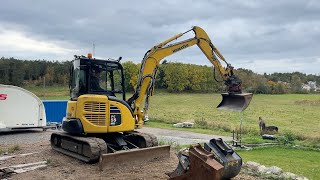 Köp Grävmaskin Komatsu PC55 MR med rotator 3 skopor amp tjälkrok på Klaravik [upl. by Eerehs713]