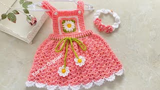 Daisy Crochet Baby Dress patternPapatyalı Tığ işi Bebek Elbisesi 36 ay [upl. by Drahsar]