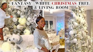 NEW  WINTER WONDERLAND LIVING ROOM amp CHRISTMAS TREE  DECORATE WITH ME  HOW TO DECORATE [upl. by Yelloh]