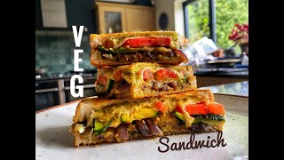 GRILLED VEG CHEESE SANDWICH  15 minute meals  Pesto mozzarella panini  Food with Chetna [upl. by Morly]