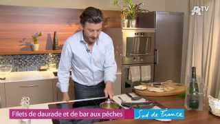 Recette de cuisine  Filet de daurade et de bar aux pêches [upl. by Sower]