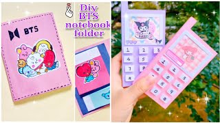 Diy BTS and Sanrio notebook folderdiy paper craftdiy school supplies [upl. by Dranrev]