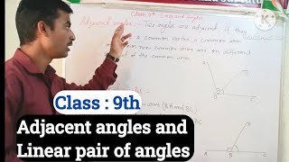 Adjacent angles  Linear pair of angles  class 9 Maths  Lines and Angles [upl. by Doley]