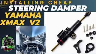 INSTALLING CHEAP STEERING DAMPER FOR XMAX V2MATRIS CARBON STEERING DAMPERXMAX 300 V2 [upl. by Oilegor]