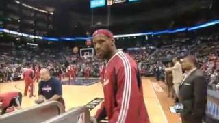 LeBron James Amazing Pre Game Shot Funny Half Court Shot [upl. by Notsyrb]