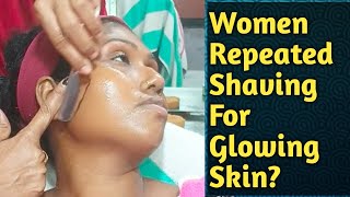 Women Repeated Face Shaving  Unwanted Hair Shaving for Glowing Skin SwapnasLife28 [upl. by Albur]