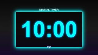 10 Minute Neon Digital Timer  Bright Countdown for Study Focus Workouts and Productivity [upl. by Ardin]