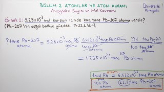 Genel Kimya 1Bölüm 2Atomlar ve Atom KuramıAvogadro Sayısı ve Mol Kavramı 8 [upl. by Nueovas927]