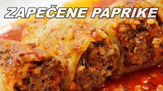 Paprike sa mesom i rižom zapečene u rerni Punjene paprike recept [upl. by Eenattirb]