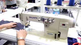 SF39003ND8 THREE NEEDLE CHAIN STITCH MACHINE WITH PULLER [upl. by Nortad]