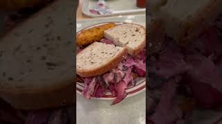 Hot pastrami on rye with potato pancake at Manny’s Delicatessen Oh yeah [upl. by Irahs]