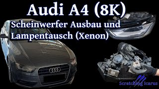 Audi A4 B8 8K Scheinwerfer Ausund Einbau Lampentausch Xenon  Tutorial [upl. by Eivets]