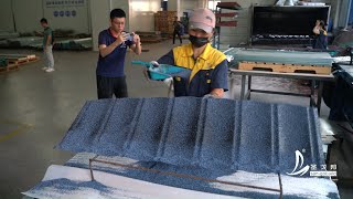 Making A Sample of Stone Coated Metal Roof Tile by Hand [upl. by Notsgnik]