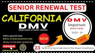 2024 DMV Senior Renewal Test  DMV Written Test 2024 California  DMV Important questions 202324 [upl. by Emmalee]