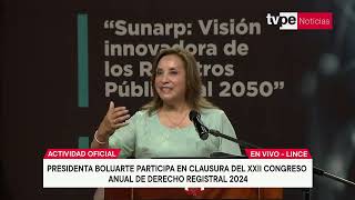 Presidenta de la República Dina Boluarte  participa en clausura del Congreso Cader Sunarp 2024 [upl. by Charity233]