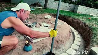 Fire Pit  Retaining Wall on a Sloped Yard Timelapse [upl. by Nitsir]