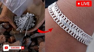 This is the process of making a silver bracelet🔥🔨🔨 silver gold viral video jewellry jewellry [upl. by Langham]