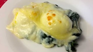 ESPINACAS GRATINADAS CON HUEVO Y BECHAMEL  MUY RICAS [upl. by Ahsinad579]