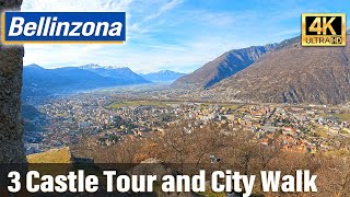 Bellinzona 3 Castles Tour and City Walk Switzerland 4K [upl. by Ardnasella313]