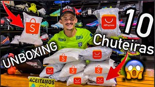 MAIOR UNBOXING DE CHUTEIRAS DO YOU TUBE shopee aliexpress 10 Chuteiras importação 2022 [upl. by Sihun]