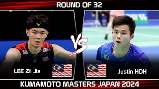 LEE Zii Jia MAS vs Justin HOH MAS  Kumamoto Masters Japan 2024 Badminton [upl. by Attelliw]