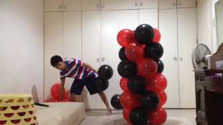 Red and black balloon column assembly [upl. by Ynffit]