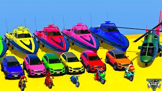 GTA V Mega Ramp On Monster truck Jets and Boats By Stunt Map Racing Challenge 3 [upl. by Keenan977]