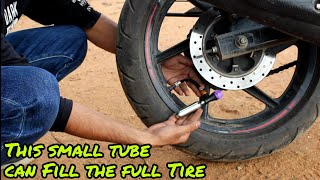 How to use a CO2 tire inflator  Small tube can fill the full tire [upl. by Eigger]