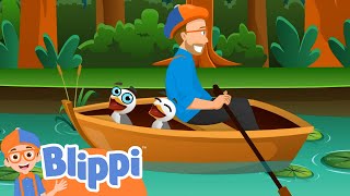 Row Row Row Your Boat Song  BLIPPI  Educational Songs For Kids [upl. by Wahs]