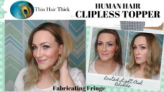 Thin Hair Thick CLIPLESS TOPPER  HUMAN HAIRLARGER BASE [upl. by Yra]