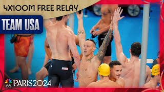 Caeleb Dressel 4x100m free relay win Team USAs FIRST Paris gold  Paris Olympics  NBC Sports [upl. by Llenroc943]