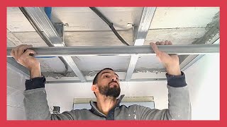 ✅ Cómo MONTAR un techo de PLADUR en un BAÑO  paso a paso Plancha HIDROFUGA ▶︎ DRYWALL [upl. by Thirion]