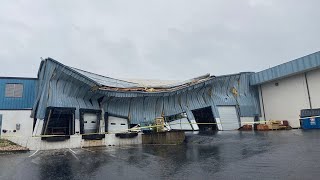 Strong winds rip walls off a warehouse in Dauphin County [upl. by Ha]