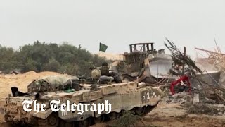 Israel’s D9R modified bulldozers and armoured ‘Teddy Bear’ tanks lead ground operations in Gaza [upl. by Amalle]