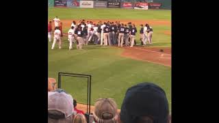 Bench Brawl  FM RedHawks and Winnipeg Goldeyes  On the 4th Of July [upl. by Yarg]